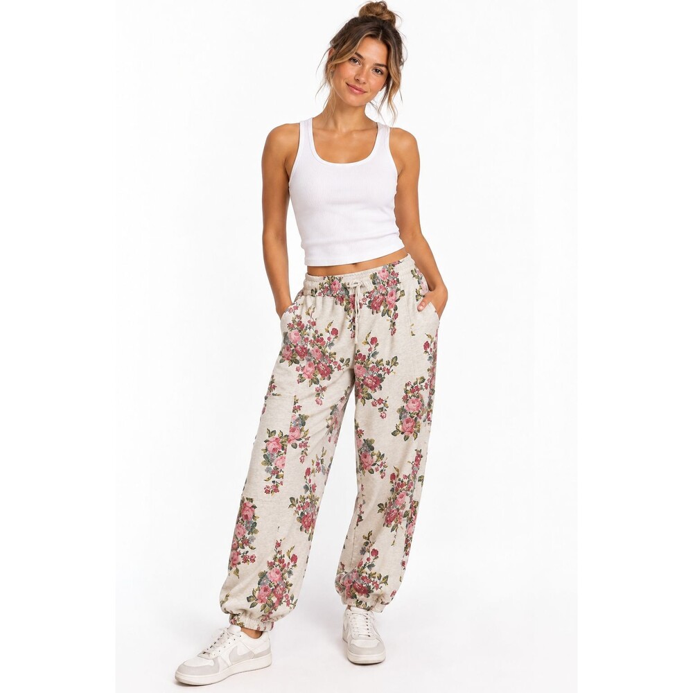 Daily Practice Anthropologie Zolo Jogger Floral Printed Sweatpants Size XL